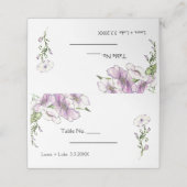 Moderne Pansy Wedding Platzkarte (Außenseite Aufgefaltet)