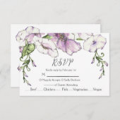 Moderne Pansy Wedding RSVP Karte (Vorne/Hinten)