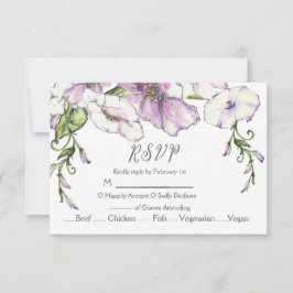 Moderne Pansy Wedding RSVP Karte
