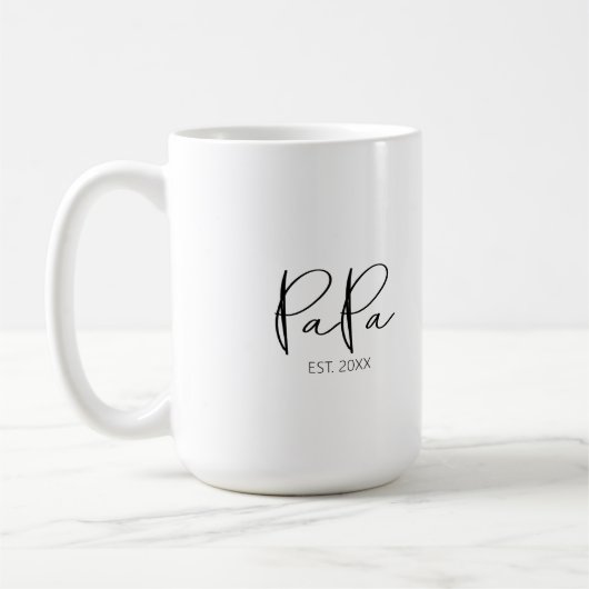 Moderne Papa-Tasse mit Kindernamen Kaffeetasse (Links)