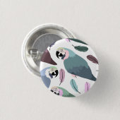 Moderne Papageien Tropisches Muster Button (Vorne & Hinten)