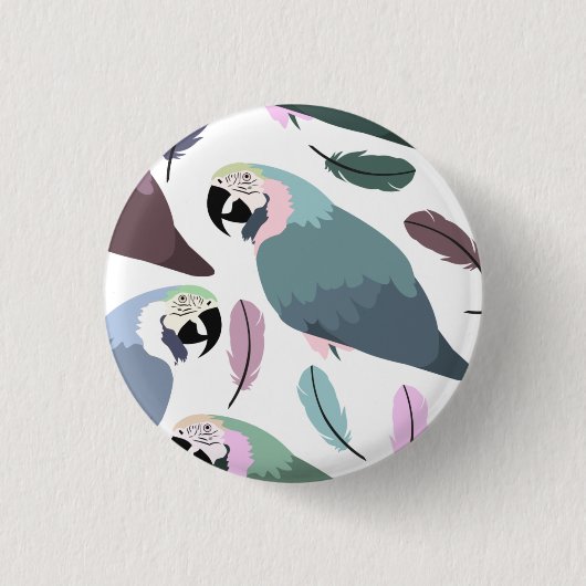 Moderne Papageien Tropisches Muster Button (Vorderseite)