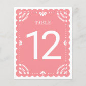 Moderne Papel Picado Hochzeit Tischnummer, Rose (Rückseite)