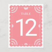 Moderne Papel Picado Hochzeit Tischnummer, Rose (Vorderseite)