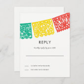 Moderne Papel Picado Replik Card | HochzeitsrSVP RSVP Karte (Vorne/Hinten)