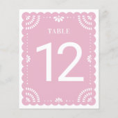 Moderne Papel Picado Wedding Tischnummer, Lavender (Rückseite)