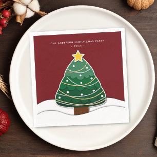 Moderne Papercut-Weihnachtsbaum-Weihnachtsfeier Serviette