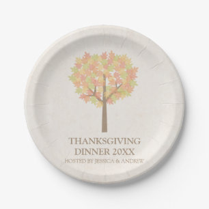 Moderne Papierplatten mit Herbstbaum-Motiv für das Pappteller