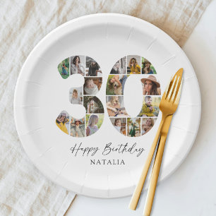 Moderne Papierplatten zum 30. Geburtstag mit Foto Pappteller