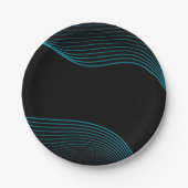 Moderne Papiertafel für Abstrakte, schwarz-blaue L Pappteller (Vorderseite)