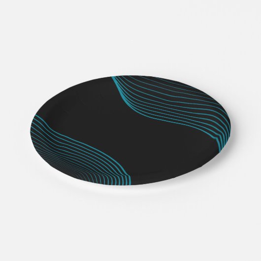 Moderne Papiertafel für Abstrakte, schwarz-blaue L Pappteller (Schrägansicht)