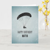 Moderne Paraglider Grafik auf Grunge Metal Geburts Karte (Gelbe Blume)