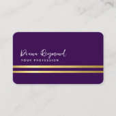 Moderne parallele Goldstreifen dunkel Lila Visitenkarte (Vorderseite)