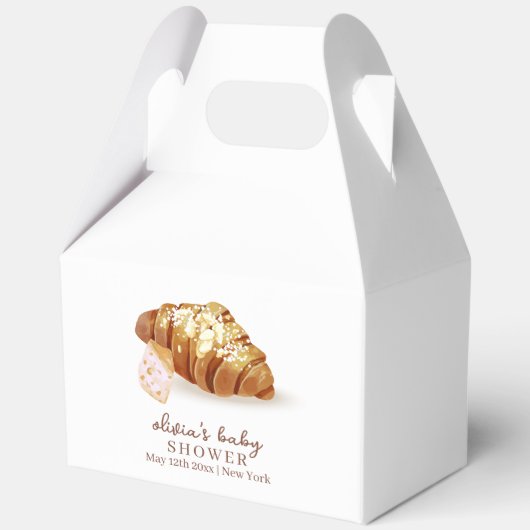 Moderne Pariser Bäckerei Konditorei Croissant Baby Geschenkschachtel (Rückseite)
