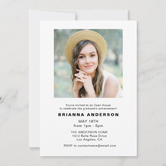 Moderne Partei für den Minimalistischen Foto Einladung (Rückseite)