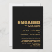 Moderne Partei für einfaches Schwarzes Gold-Engage Einladung (Vorderseite)