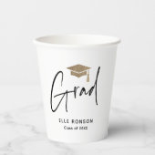 Moderne Partei für schwarze und weiße Schrift Pappbecher (Vorderseite)