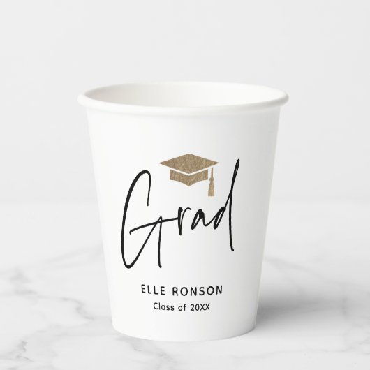 Moderne Partei für schwarze und weiße Schrift Pappbecher (Vorderseite)