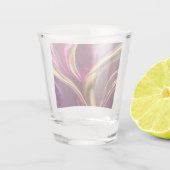 Moderne Party-Brille - Fuchsia Lila und Gold- Schnapsglas (Rückseite)