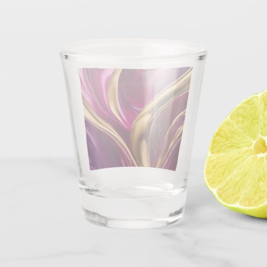 Moderne Party-Brille - Fuchsia Lila und Gold- Schnapsglas (Rückseite)