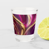 Moderne Party-Brille - Fuchsia Lila und Gold- Schnapsglas (Vorderseite)