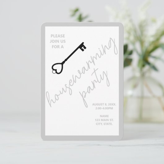 Moderne Party Einladung | Cool Grau (Stehend Vorderseite)