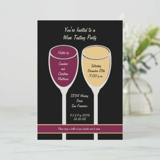 Moderne Party Einladung der Weinverkostung (Stehend Vorderseite)