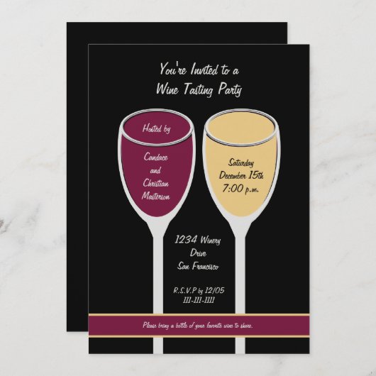 Moderne Party Einladung der Weinverkostung (Vorne/Hinten)