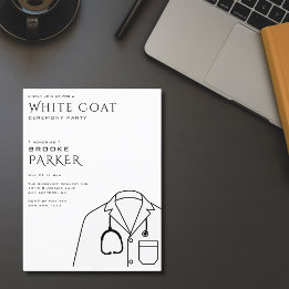 Moderne Party Einladung der White Coat Zeremonie Postkarte