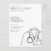 Moderne Party Einladung der White Coat Zeremonie Postkarte (Vorderseite)