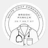 Moderne Party Einladung der White Coat Zeremonie Runder Aufkleber (Vorderseite)