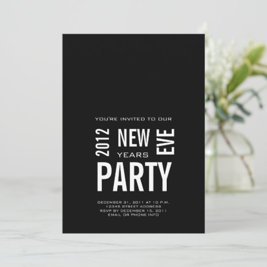 Moderne Party Einladung des Silvesters (Stehend Vorderseite)