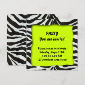 Moderne Party Einladung des Zebra (Vorne/Hinten)