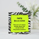 Moderne Party Einladung des Zebra (Stehend Vorderseite)