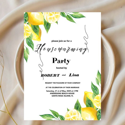 Moderne Party Einladung Lemon Garden Housewarming
