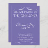 Moderne Party Einladung Lila Valentinstag (Vorne/Hinten)