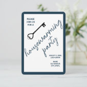 Moderne Party Einladung | Navy Blue (Stehend Vorderseite)