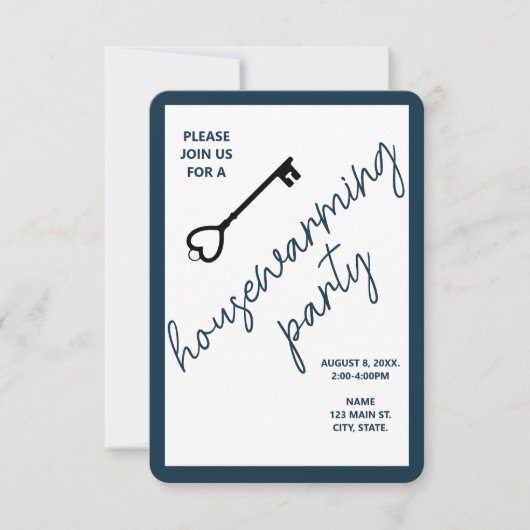 Moderne Party Einladung | Navy Blue (Vorderseite)