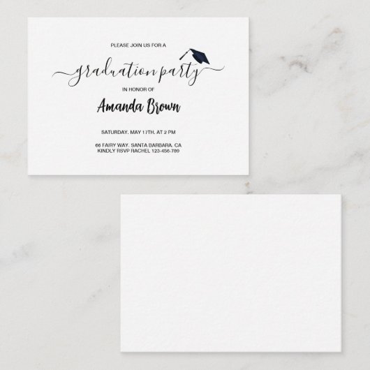 Moderne Party Einladung zur Ankündigung von Abschl (Vorne/Hinten)