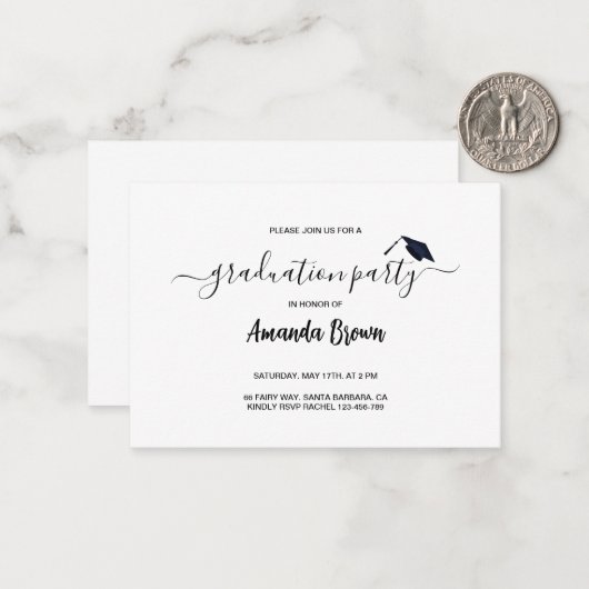 Moderne Party Einladung zur Ankündigung von Abschl (Vorderseite/Rückseite Beispiel)