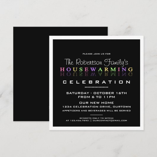 Moderne Party Einladungen (Vorne/Hinten)