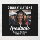 Moderne Party für Schwarz-weißes Foto Schaumweinetikett (Einzelnes Label)