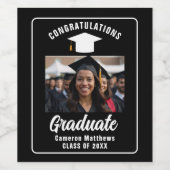 Moderne Party für Schwarz-weißes Foto Weinetikett (Einzelnes Label)