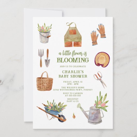 Moderne Party Garden Kinderdusche Einladung (Vorderseite)