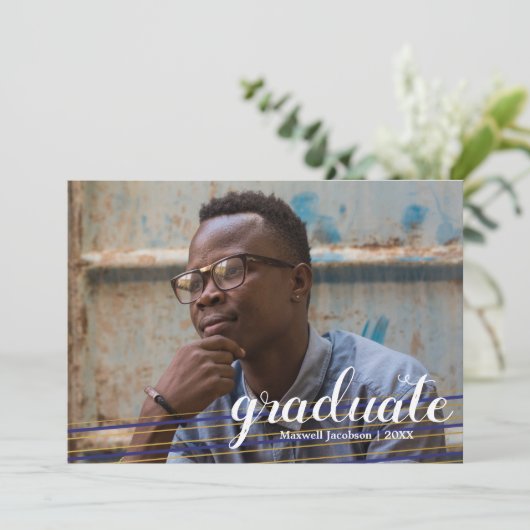 Moderne Party-Karten für Schiffe und Gold-Streifen Einladung (Stehend Vorderseite)