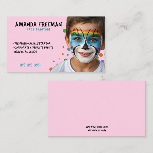 Moderne Party-Malerei in Blau und Rosa Visitenkarte (Vorne/Hinten)