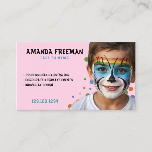 Moderne Party-Malerei in Blau und Rosa Visitenkarte (Vorderseite)