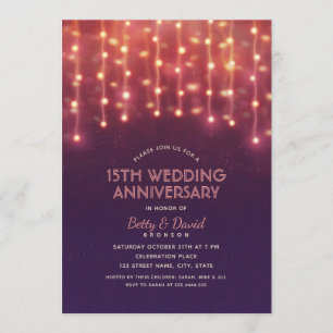 Moderne Partylichter 15. Hochzeitstag Einladung