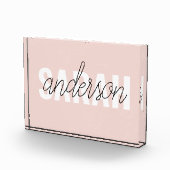 Moderne Pasta Pink Schönheit Personalisiert Fotoblock (Rechts)