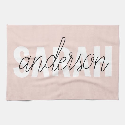 Moderne Pasta Pink Schönheit Personalisiert Geschirrtuch (Horizontal)